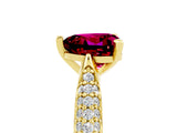 Yellow gold Heart Cut Diamond Solitaire Engagement Ring with Pavé Band and Four-Prong Setting_5
