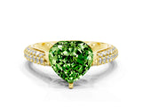 Yellow gold Heart Cut Diamond Solitaire Engagement Ring with Pavé Band and Four-Prong Setting