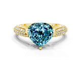 Yellow gold Heart Cut Diamond Solitaire Engagement Ring with Pavé Band and Four-Prong Setting