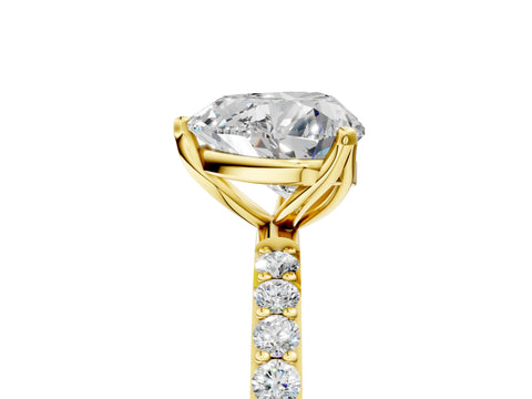 Yellow gold Heart Cut Diamond Solitaire Engagement Ring with Round with Moissanite side stone Pavé Band and Prong Setting_5