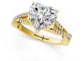 Yellow gold Heart Cut Diamond Solitaire Engagement Ring with Twisted Pavé Band and Four-Prong Setting_34