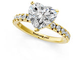 Yellow gold Heart Cut Diamond Solitaire Pavé Engagement Ring with Round Band and Prong Setting_15
