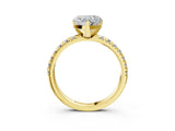 Yellow gold Heart Cut Diamond Solitaire Pavé Engagement Ring with Round Band and Prong Setting_17