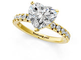 Yellow gold Heart Cut Diamond Solitaire Pavé Engagement Ring with Round Band and Prong Setting_57