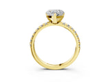 Yellow gold Heart Cut Diamond Solitaire Pavé Engagement Ring with Round Band and Prong Setting_59