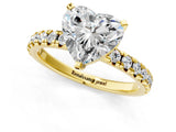 Yellow gold Heart Cut Diamond Solitaire Pavé Engagement Ring with Round Band and Prong Setting_75