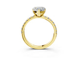 Yellow gold Heart Cut Diamond Solitaire Pavé Engagement Ring with Round Band and Prong Setting_77