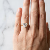 Yellow gold Heart Cut Diamond Solitaire Ring with Flower Prong Setting and Classic Band