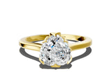Yellow gold Heart Cut Diamond Solitaire Ring with Flower Prong Setting and Classic Band_212