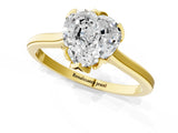 Yellow gold Heart Cut Diamond Solitaire Ring with Flower Prong Setting and Classic Band_213