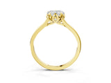 Yellow gold Heart Cut Diamond Solitaire Ring with Flower Prong Setting and Classic Band_215