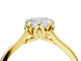 Yellow gold Heart Cut Diamond Solitaire Ring with Flower Prong Setting and Classic Band_24