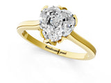 Yellow gold Heart Cut Diamond Solitaire Ring with Flower Prong Setting and Classic Band_45