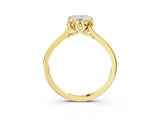 Yellow gold Heart Cut Diamond Solitaire Ring with Flower Prong Setting and Classic Band_47