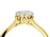 Yellow gold Heart Cut Diamond Solitaire Ring with Flower Prong Setting and Classic Band_48