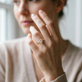 Yellow gold Heart Cut Diamond Solitaire Ring with Flower Prong Setting and Classic Band