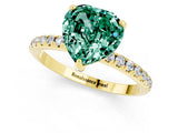 Yellow gold Heart Cut Diamond Solitaire Ring with Four-Prong Setting and Pavé Band_1