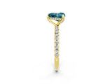 Yellow gold Heart Cut Diamond Solitaire Ring with Four-Prong Setting and Pavé Band_2
