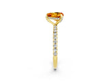 Yellow gold Heart Cut Diamond Solitaire Ring with Four-Prong Setting and Pavé Band_2