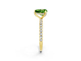 Yellow gold Heart Cut Diamond Solitaire Ring with Four-Prong Setting and Pavé Band_2