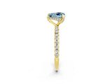 Yellow gold Heart Cut Diamond Solitaire Ring with Four-Prong Setting and Pavé Band_2