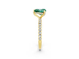 Yellow gold Heart Cut Diamond Solitaire Ring with Four-Prong Setting and Pavé Band_2