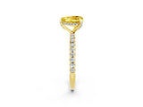Yellow gold Heart Cut Diamond Solitaire Ring with Four-Prong Setting and Pavé Band_2