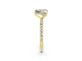 Yellow gold Heart Cut Diamond Solitaire Ring with Four-Prong Setting and Pavé Band_2