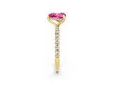Yellow gold Heart Cut Diamond Solitaire Ring with Four-Prong Setting and Pavé Band_2
