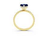 Yellow gold Heart Cut Diamond Solitaire Ring with Four-Prong Setting and Pavé Band_3