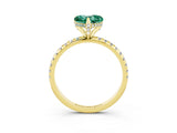 Yellow gold Heart Cut Diamond Solitaire Ring with Four-Prong Setting and Pavé Band_3