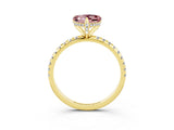 Yellow gold Heart Cut Diamond Solitaire Ring with Four-Prong Setting and Pavé Band_3
