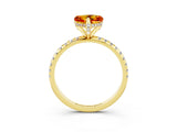 Yellow gold Heart Cut Diamond Solitaire Ring with Four-Prong Setting and Pavé Band_3