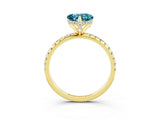 Yellow gold Heart Cut Diamond Solitaire Ring with Four-Prong Setting and Pavé Band_3