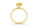 Yellow gold Heart Cut Diamond Solitaire Ring with Four-Prong Setting and Pavé Band_3