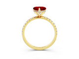 Yellow gold Heart Cut Diamond Solitaire Ring with Four-Prong Setting and Pavé Band_3