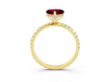 Yellow gold Heart Cut Diamond Solitaire Ring with Four-Prong Setting and Pavé Band_3