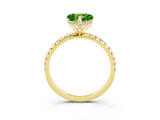 Yellow gold Heart Cut Diamond Solitaire Ring with Four-Prong Setting and Pavé Band_3
