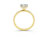 Yellow gold Heart Cut Diamond Solitaire Ring with Four-Prong Setting and Pavé Band_3