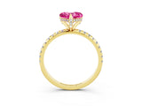 Yellow gold Heart Cut Diamond Solitaire Ring with Four-Prong Setting and Pavé Band_3