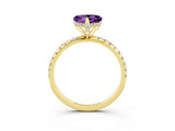 Yellow gold Heart Cut Diamond Solitaire Ring with Four-Prong Setting and Pavé Band_3