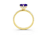 Yellow gold Heart Cut Diamond Solitaire Ring with Four-Prong Setting and Pavé Band_3