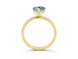 Yellow gold Heart Cut Diamond Solitaire Ring with Four-Prong Setting and Pavé Band_3