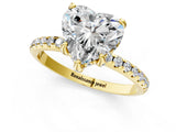 Yellow gold Heart Cut Diamond Solitaire Ring with Four-Prong Setting and Pavé Band_4