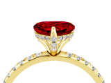 Yellow gold Heart Cut Diamond Solitaire Ring with Four-Prong Setting and Pavé Band_4