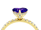 Yellow gold Heart Cut Diamond Solitaire Ring with Four-Prong Setting and Pavé Band_4