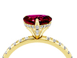 Yellow gold Heart Cut Diamond Solitaire Ring with Four-Prong Setting and Pavé Band_4
