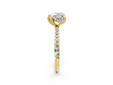 Yellow gold Heart Cut Diamond Solitaire Ring with Four-Prong Setting and Pavé Band_5