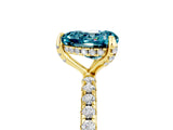 Yellow gold Heart Cut Diamond Solitaire Ring with Four-Prong Setting and Pavé Band_5
