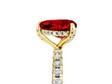 Yellow gold Heart Cut Diamond Solitaire Ring with Four-Prong Setting and Pavé Band_5